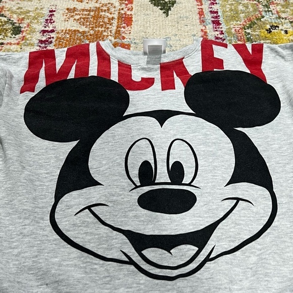 Women's Mickey Mouse Gray Disney World Gray Cartoon Crewneck Sweatshirt - Picture 3 of 5